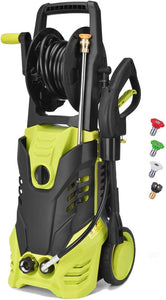 weffort Power Pressure Washer,Electric 2030 PSI 1.7GPM Pressure Cleaner Washer Machine w/Hose Reel,Spray Gun,Nozzles and Built in Soap/Foam Dispenser Black&Green Color