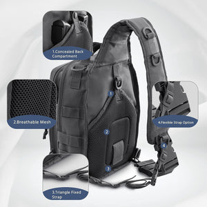 WINCENT Tactical Sling Bag Pack Military Rover Shoulder Sling Backpack Molle Assault Range Bag EDC Diaper Bag Day Pack Black