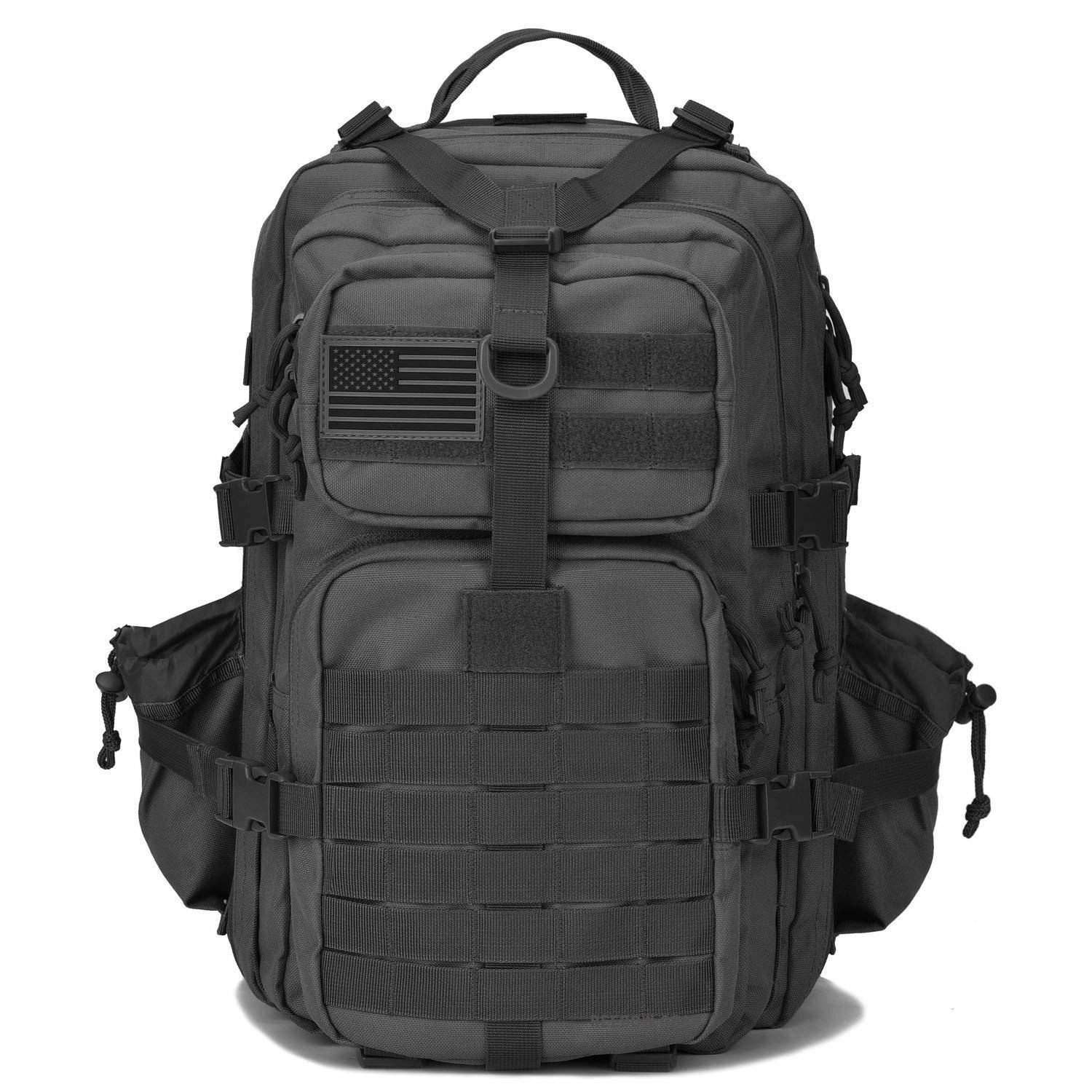 BOW-TAC tactical backpacks - Black 34L molle bug out backpack - Front view