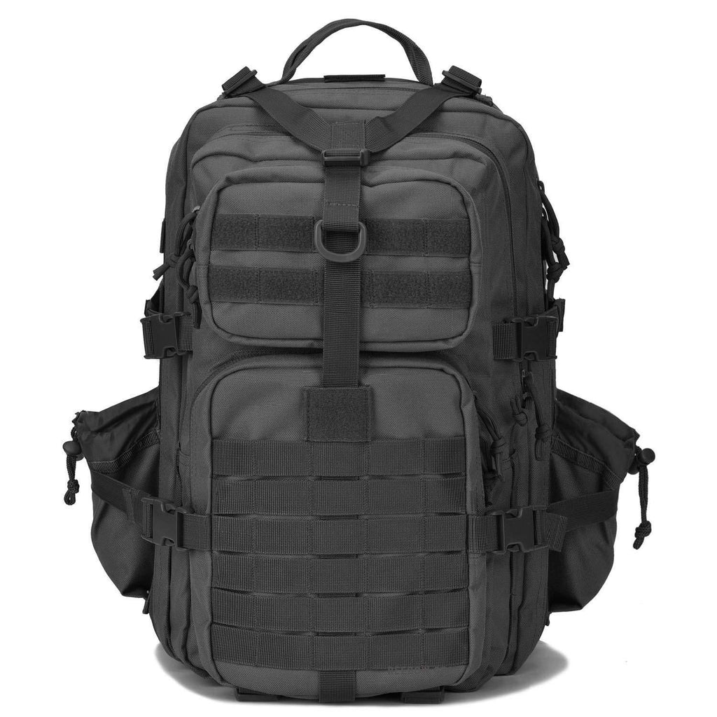 BOW-TAC tactical backpacks - Black 34L molle bug out backpack - Front view without flag