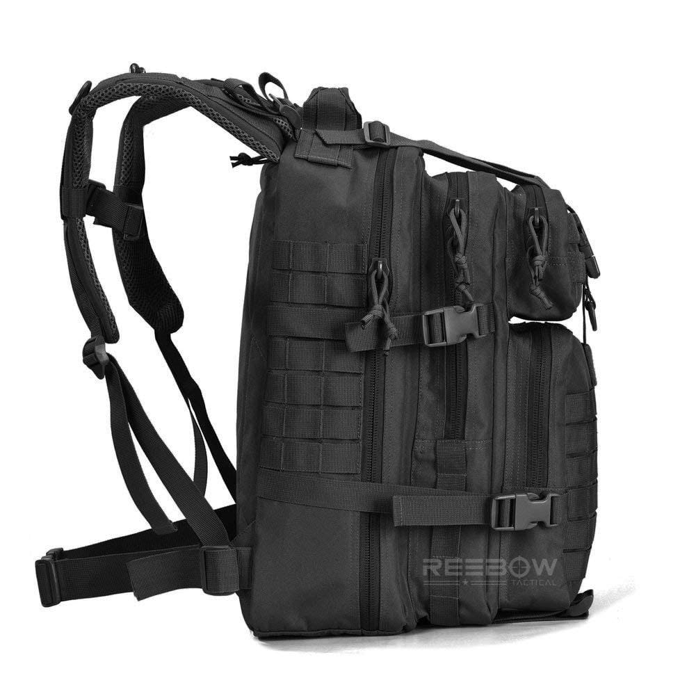 BOW-TAC tactical backpacks - Black 34L military backpack - Side view