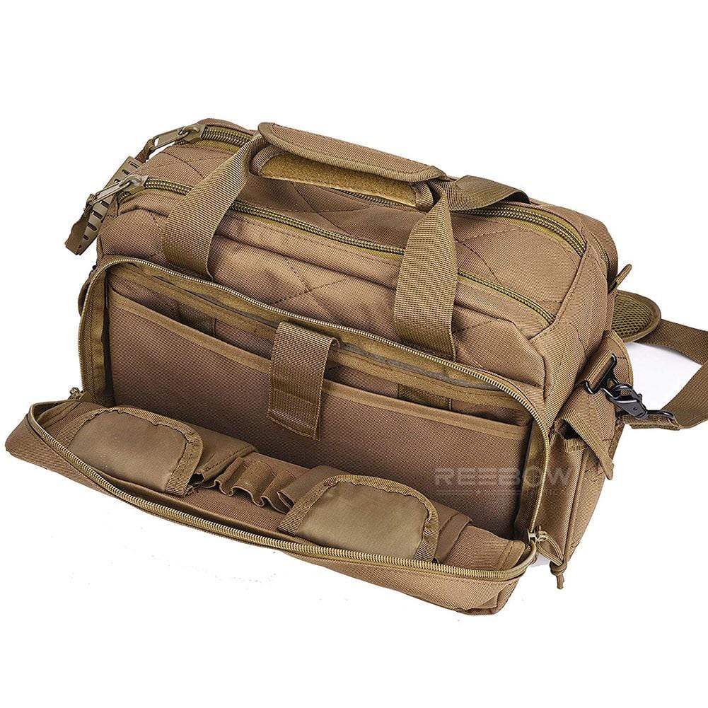 BOW-TAC tactical bags - Brown gun range bag - Front open view