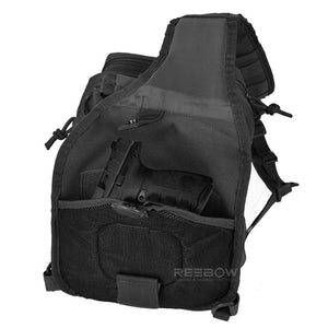 BOW-TAC tactical bags - Black tactical sling backpack - Back pocket