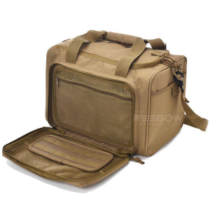 BOW-TAC tactical bags - Brown shooting range duffle bag - Front open view
