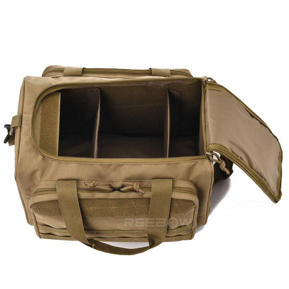 BOW-TAC tactical bags - Brown shooting range duffle bag - Open view