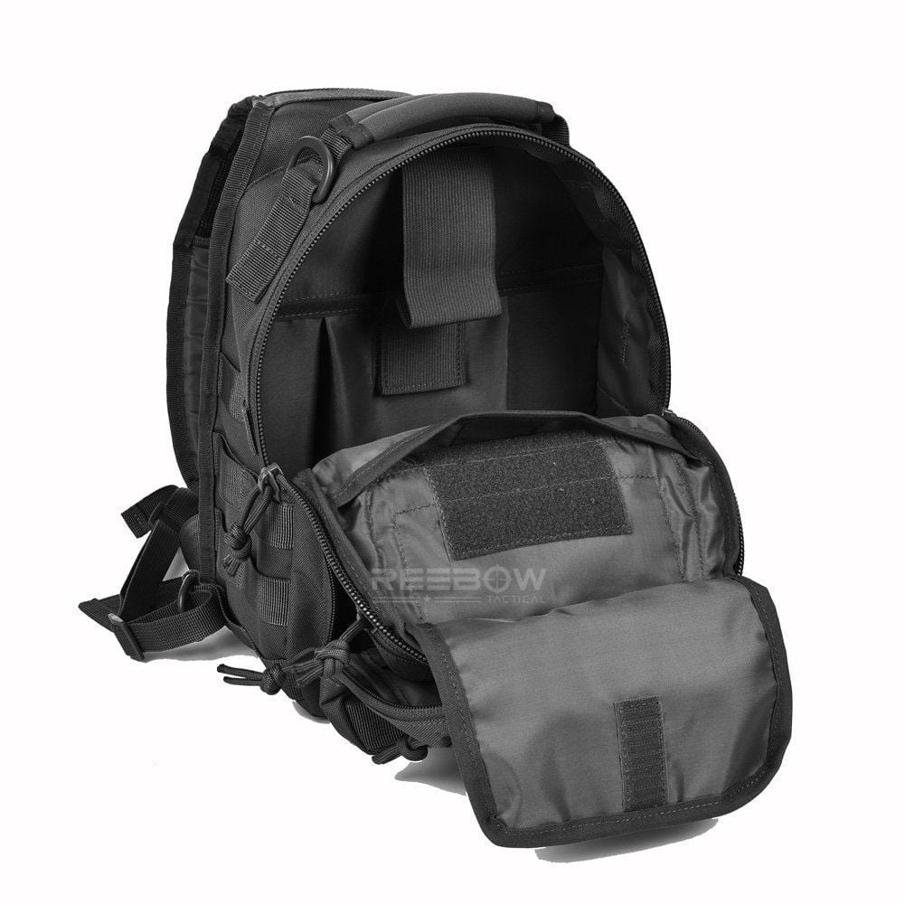 BOW-TAC tactical bags - Black tactical sling backpack - Open view