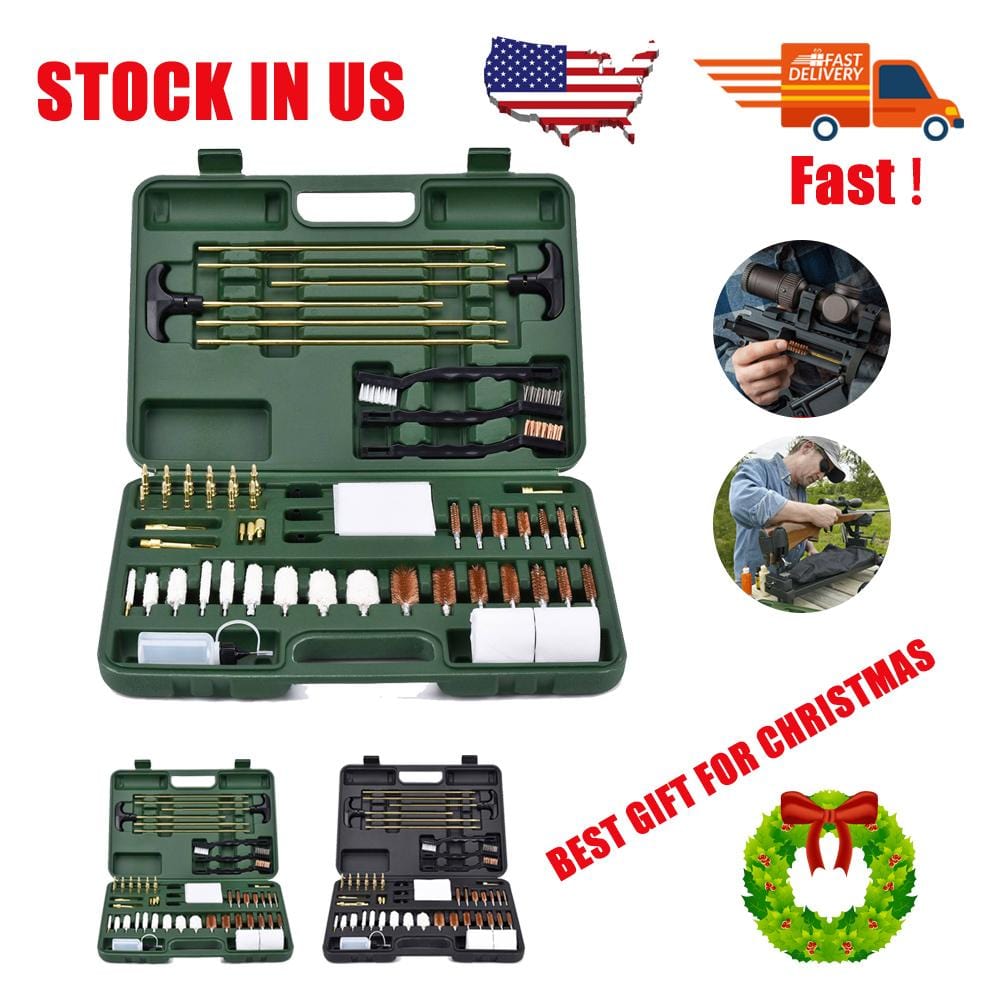 Universal Gun Cleaning Kit CNC Precision Machined-Solid Brass Jags&Slotted Tips with Case